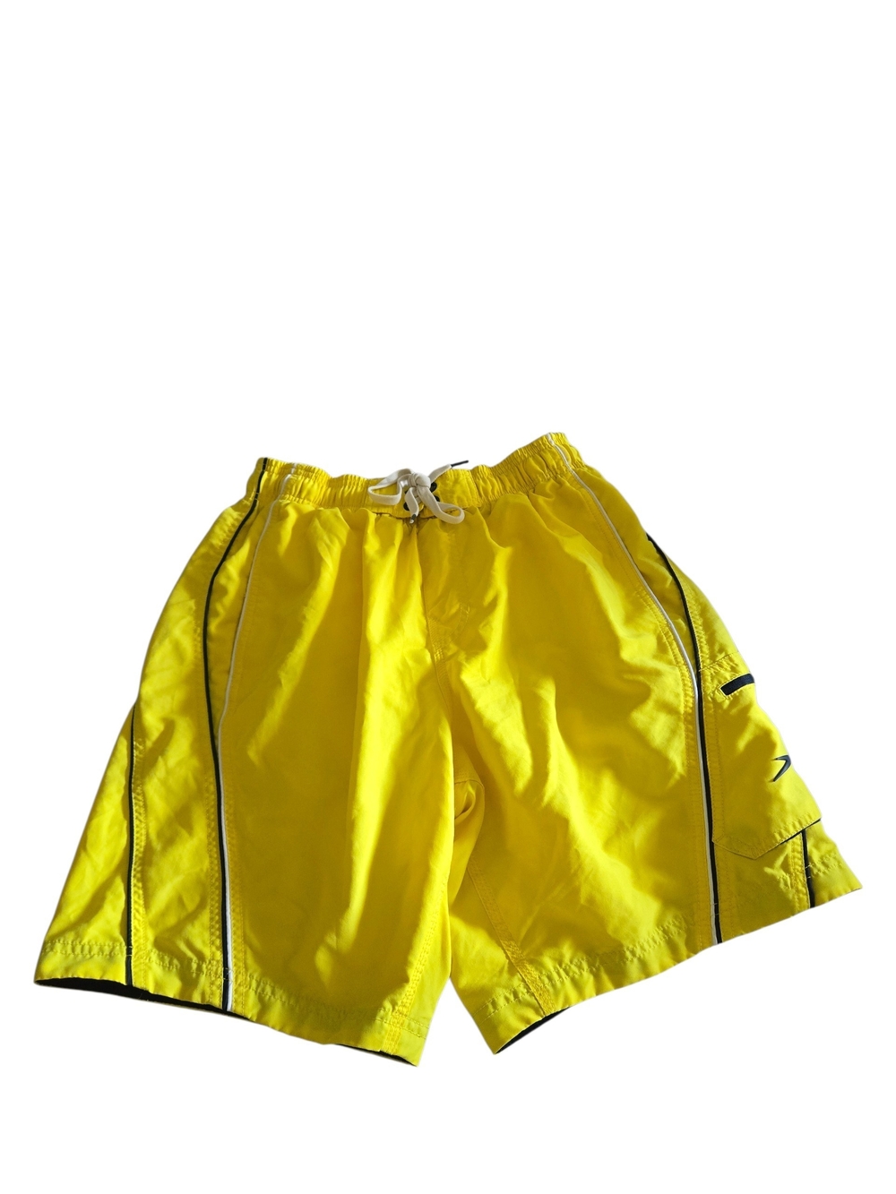 Speedo Men's Vibrant Yellow Swim Trunks Board Shorts Black White Trim Retro